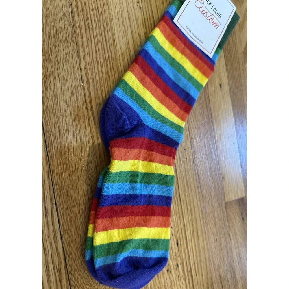 Custom Sock Club-  multicolor Stripe cotton blend socks crew socks-New with Tags